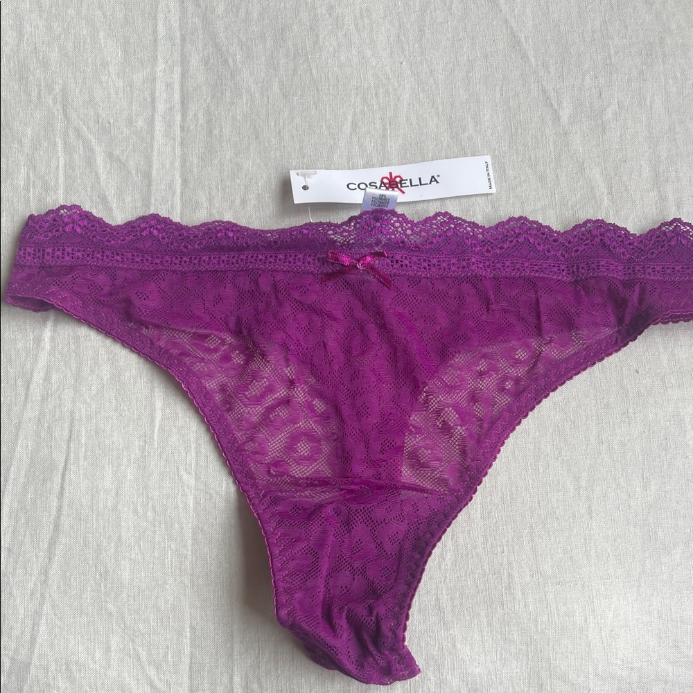 Cosabella Purple Lace Thong Panty